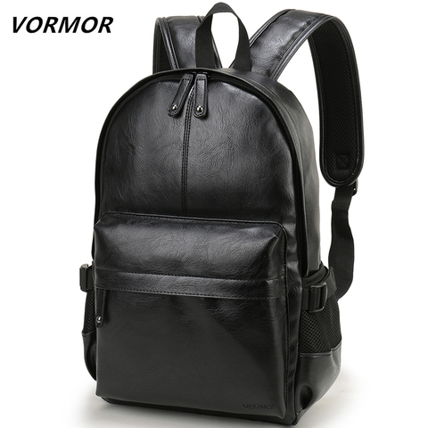 VORMOR-mochila escolar de cuero impermeable para hombre, bolso de viaje, informal, de cuero ► Foto 1/6