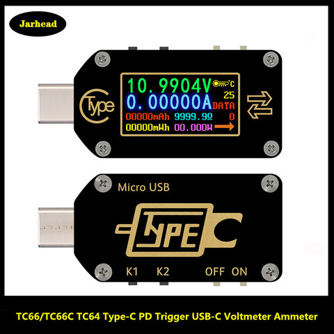 Voltímetro de USB-C TC66/TC66C TC64, multímetro de corriente de 2 vías de voltaje, cargador PD, probador de batería USB ► Foto 1/6