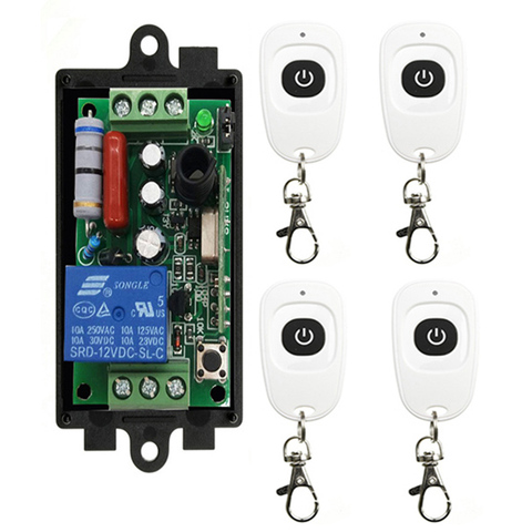 Interruptor de luz de Control remoto inalámbrico, módulo receptor de Radio de salida de relé de 10A AC 220 V 1 CH RF + TRANSMISOR de un botón ► Foto 1/3