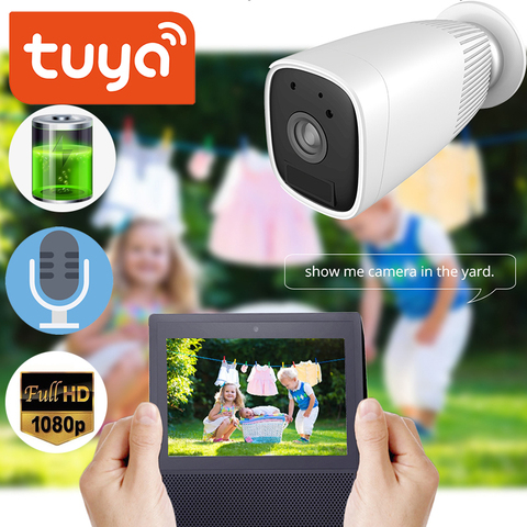 Tuay-cámara IP inalámbrica con batería de 1080P y WIFI, videocámara IP recargable para exteriores, Audio bidireccional integrado, batería de 12000mAh, APP Smart Life ► Foto 1/6