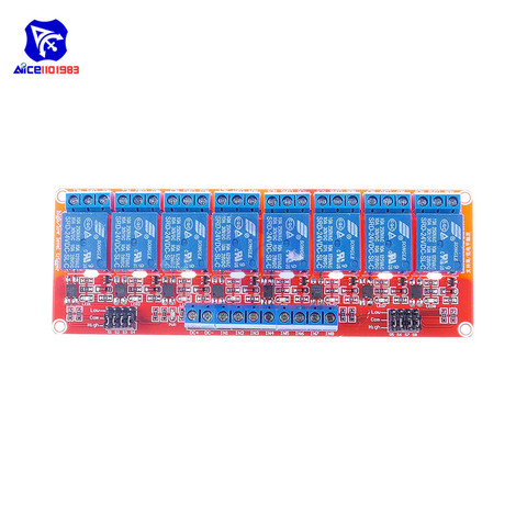 Diymore-Módulo de relé de aislamiento, optoacoplador de 8 canales, 5V/12V/24V, con luz indicadora de potencia de gatillo alto/bajo para Ardiuno ► Foto 1/6