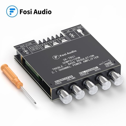 Fosi Audio-placa amplificadora de potencia TB21 con Bluetooth, Mini módulo amplificador Digital de Audio inalámbrico de 2,1 canales, 50W x2 100W, Subwoofer ► Foto 1/6