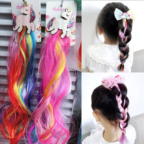 Horquilla de pelo ondulada con dibujos de unicornios para niña, pasador Simple, cuerdas para el cabello de niñas, accesorios, peluca infantil, 1 unidad ► Foto 1/6