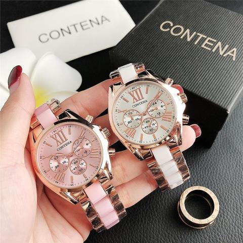 Reloj de cuarzo de marca de lujo para mujer, relojes de pulsera femeninos a la moda, de oro rosa, masculino ► Foto 1/6