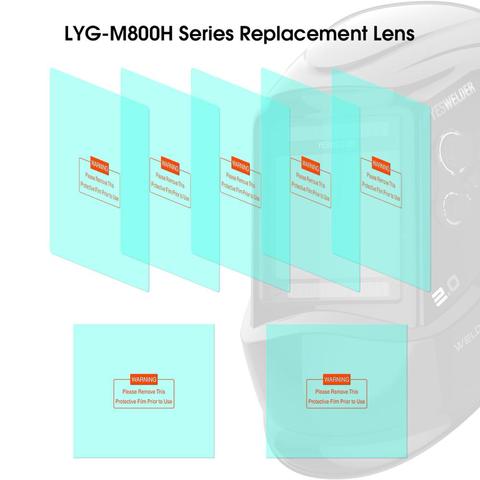 YESWELDER 5 piezas gran pantalla exterior lente de repuesto y 2 piezas interior lente de repuesto para LYG-M800H serie casco de soldadura ► Foto 1/3
