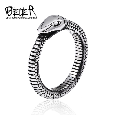 Beier 316L de acero inoxidable Animal único se enfría serpiente hombres y mujeres anillo de moda de alta calidad de regalo de BR8-703 ► Foto 1/6