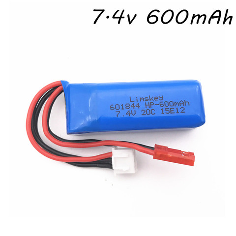 7,4 V 600mAh 20C Lipo batería para WLtoys K969 K979 K989 K999 P929 P939 RC piezas del coche 2s 7,4 v 601844 batería conector jst ► Foto 1/4