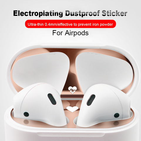 Pegatina a prueba de polvo de Metal para Apple AirPods 2 1, accesorios de funda, envoltura protectora ultrafina, Película autoadhesiva para la piel ► Foto 1/6