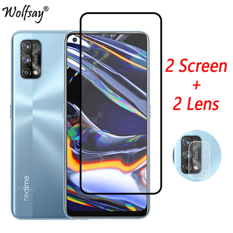 Funda completa templada de cristal para Oppo Realme 7 Pro, Protector de pantalla para Oppo Realme 7 Pro, cristal de cámara para Oppo Realme 7 Pro ► Foto 1/6