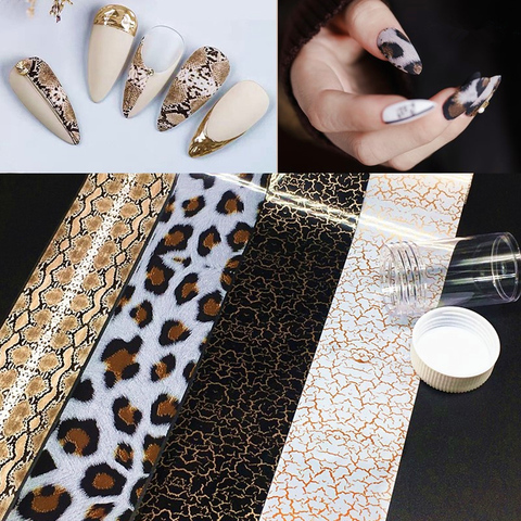 Patrones de lámina para uñas, estampado de serpiente, papel de leopardo, láminas para decoración de uñas, pegatina deslizante, decoraciones artísticas, calcomanías de serpiente, 100cm ► Foto 1/6