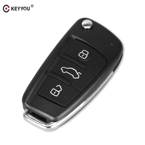 KEYYOU navaja plegable, abatible carcasa de llave a distancia de coche para Audi A2 A3 A4 A6 A6L A8 TT 3 botones de llave Fob, cubierta de la Caja ► Foto 1/6