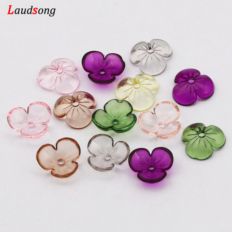 Tapa de cuentas de flores Multicolor de 10mm 200 Uds., tapas de cuentas acrílicas transparentes para fabricación de joyería DIY, accesorios para joyería ► Foto 1/6