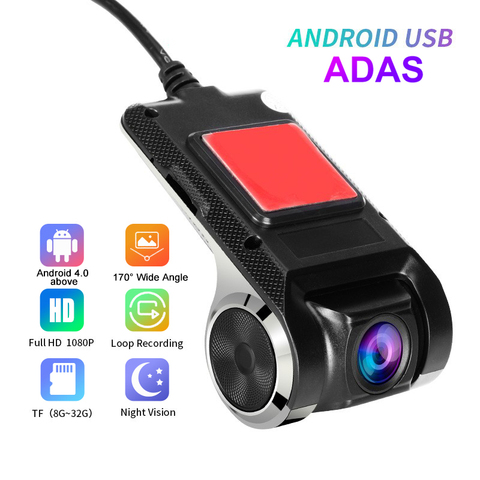 Cámara DVR HD de 1080P para coche, grabadora de vídeo Digital para coche, Android, USB, cámara de visión nocturna oculta, registrador gran angular de 170 ° ► Foto 1/6