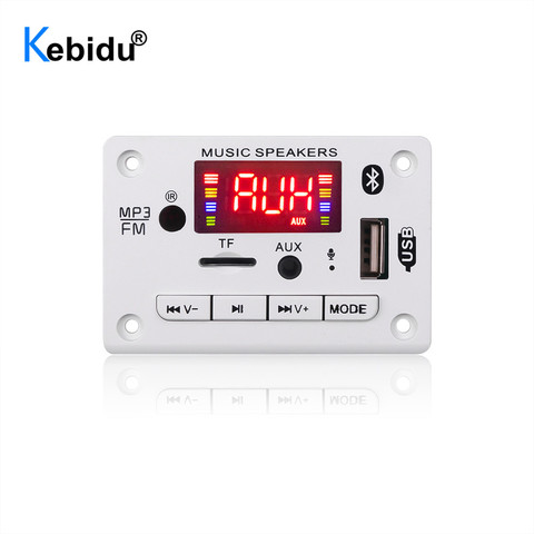 Kebidu-reproductor MP3 inalámbrico con Bluetooth V5.0, módulo de decodificación MP3, USB, ranura para tarjeta TF, USB, FM, mando a distancia para altavoz de coche y teléfono ► Foto 1/6