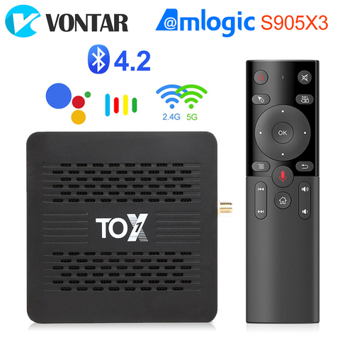 TOX1 Dispositivo de TV inteligente Android 9 TVBOX Amlogic S905X3 4GB 32GB Dual Wifi 1000M BT 4K Set de reproductor multimedia top Box para Dolby Atmos de Audio ► Foto 1/6