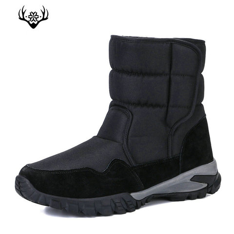 Botas de hombre 2022 nuevo zapato de invierno de nieve tamaño grande negro color sólido superior grueso cálido piel plantilla MD fuerte suela envío gratis ► Foto 1/6
