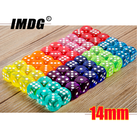 10 unids/pack acrílico colores dados 14mm transparente redondo esquina juego de dados de alta calidad ► Foto 1/6