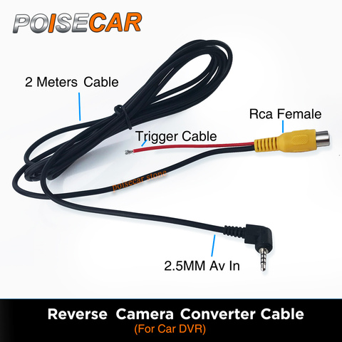 RCA a 2,5mm Cable AV para Vista trasera de coche cámara de aparcamiento Cámara cable Convertidor para coche DVR Camcoder tableta GPS ► Foto 1/6