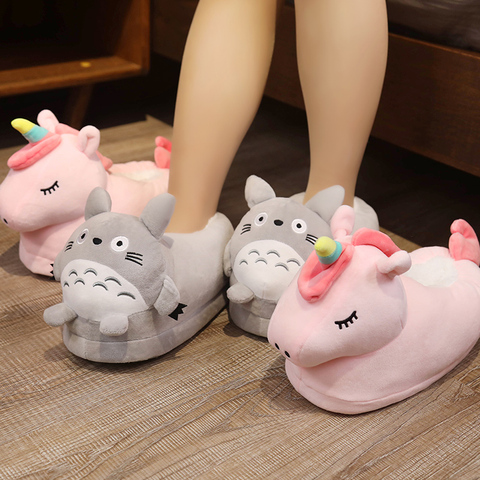 Zapatillas de talla única para hombre y mujer, juguetes de interior, dinosaurio, unicornio, husky, Totoro, para casa, cálidas, de invierno, 6 a 10,5 ► Foto 1/6