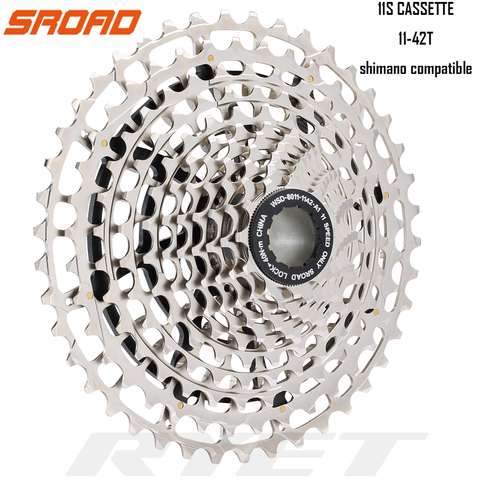 SROAD 11 s 11-42T 11 velocidades MTB bicicleta Cassette acero CNC bicicleta freewheel se adapta Shimano Super ligero CNC hecho 261g ► Foto 1/5