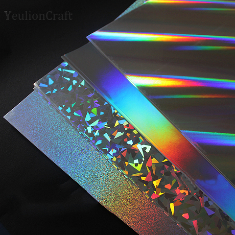 Chzimade-Papel de cartón reflectante para manualidades, 5 uds., Estampación en caliente, Arco Iris, brillante, decorativo, láser ► Foto 1/6