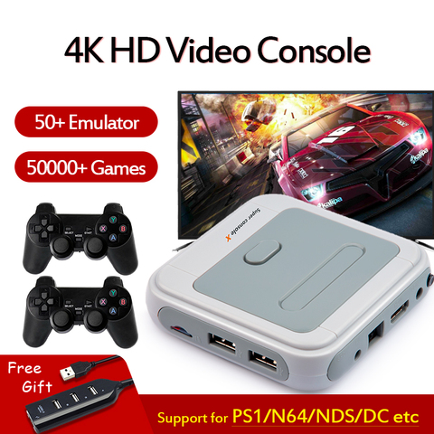 Consola Retro 4K HD, salida HDMI/AV, compatible con PS1/DC/N64, Mini reproductor de juegos para TV familiar con más de 33000 juegos, 50 + emulador ► Foto 1/6