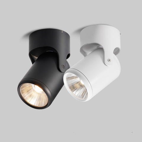 LED descendente giratorio regulable, blanco y negro, ajuste de superficie COB AC85-265V, 8W, 10W, 12W, 15W, lámpara de punto para techo ► Foto 1/6