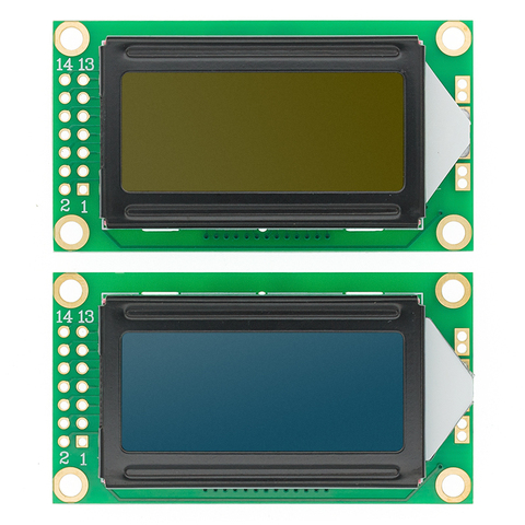 Módulo LCD 8x2, pantalla de 0802 caracteres, azul/amarillo, verde ► Foto 1/6