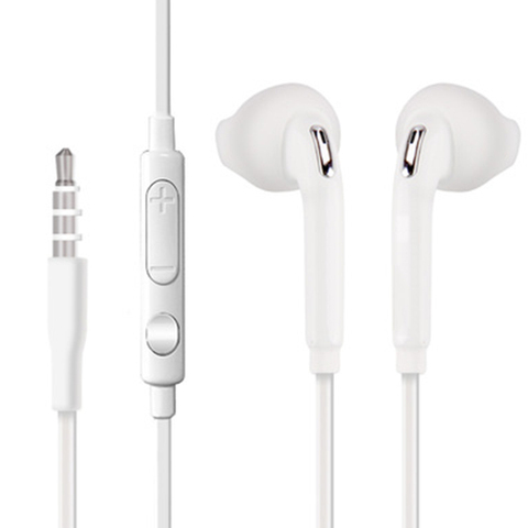 Auriculares internos blancos para Samsung Galaxy S6, auriculares con cable y micrófono, Conector de 3,5mm, auriculares para teléfono móvil, volumen ajustable 80% ► Foto 1/6