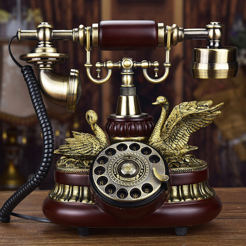 Teléfono antiguo teléfono de cable Vintage europeo clásico Retro teléfono fijo Rotary/botón Dial identificador retroiluminado ► Foto 1/6