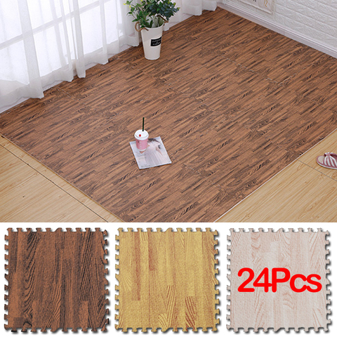 Alfombra de rompecabezas de grano de madera para bebé, juego de espuma para dormitorio, gruesa, suave moderno, para gatear en la sala de estar ► Foto 1/6