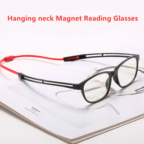 Gafas de lectura magnéticas y portátiles para hombres y mujeres, anteojos de lectura con cuello colgante, con imán ► Foto 1/6