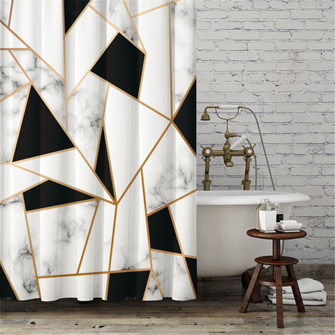 Cortinas de ducha modernas de poliéster, impermeables, con diseño geométrico de mármol, para baño, lavables, para el hogar ► Foto 1/6