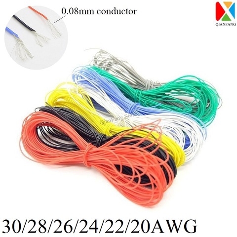 Cable aislante de silicona para iluminación electrónica, Cable de cobre Flexible de alta temperatura, 1M, 30 28 26 24 22 20 18 AWG ► Foto 1/6