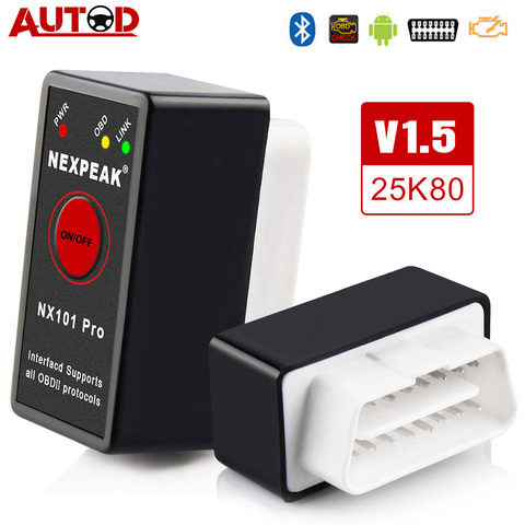 Herramienta de diagnóstico de coche, accesorio V1.5 ELM327 OBD2 escáner Bluetooth Pic18f25k80 OBD 2 Mini autoescáner ELM 327, escáner automático NX101 Pro ► Foto 1/6