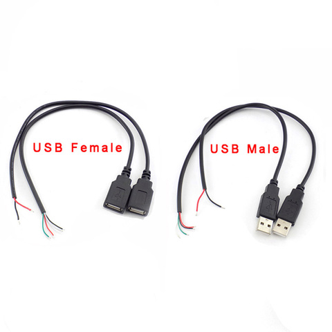 Conector USB macho hembra Cable de 4 pines Cable de datos Cable de extensión 2 Pin fuente de alimentación para DIY 5V adaptador de carga 0,3 M 1M 2M ► Foto 1/6