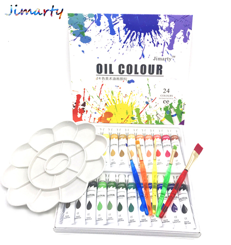 24 unids/set profesional de aceite de tubo de pinturas de arte para los artistas de lona de arte del pigmento suministros dibujo 12ML/tubo de 24 colores Sin pintura cepillo ► Foto 1/4