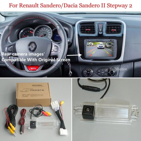 Vista trasera de coche para Renault, juegos de cámara trasera para Renault Sandero/Dacia Sandero II Stepway 2 Compatible con pantalla Original 2012 ~ 2022 ► Foto 1/6