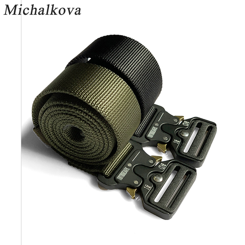 Michalkova-Cinturón de lona militar para hombre, cinturón deportivo de estilo Hip hop, ligero, con hebilla magnética, para correr, herramientas al aire libre ► Foto 1/6