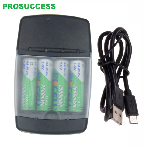 Cargador inteligente con pantalla LED para coche, batería recargable de 1,6 V, USB, adaptador europeo y estadounidense, con cuatro ranuras, AA, AAA, AAAA, NiZn, BC4Z ► Foto 1/6