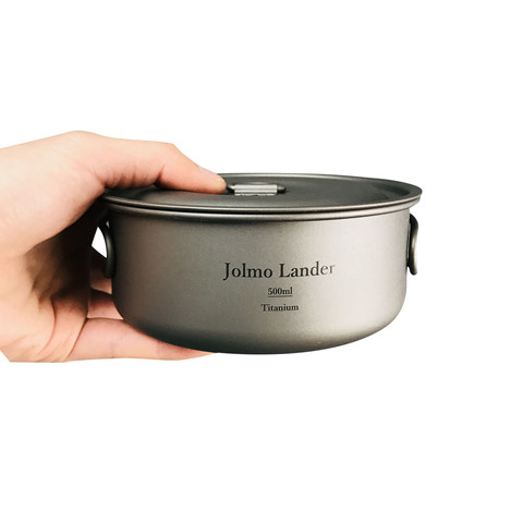 Jolmo Lander-cuenco de titanio con tapa para acampar, senderismo, Picnic, juego de vajilla al aire libre, 300ml/500ml ► Foto 1/5