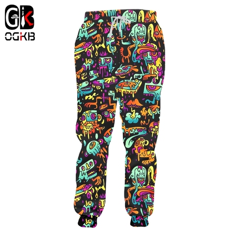 OGKB-Pantalones informales para hombre, Pantalón deportivo con estampado de grafiti psicodélico 3d, ropa de calle cómoda, talla grande 6XL ► Foto 1/6