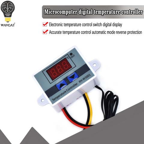 Controlador de temperatura Digital LED 10A, 12V, 24V, 110V, 220V, CA, XH-W3001 para Arduino, interruptor de calefacción de enfriamiento, Sensor NTC ► Foto 1/6