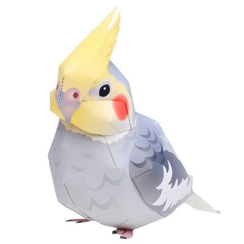 Loro cacatúa Ave plegable de corte Mini lindo 3D modelo de papel de vuelo figura Animal de los niños adultos juguetes de QD-049 ► Foto 1/6