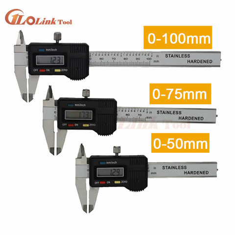 Mini calibrador Digital de bolsillo de acero inoxidable, calibrador Vernier electrónico de 50mm, 70mm y 100mm, calibrador deslizante, medidor de espesor de gema ► Foto 1/6