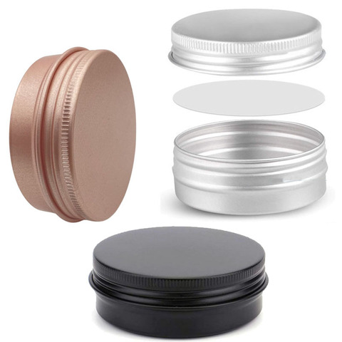 Botes de lata redondas de aluminio, caja de Metal de 60g/2OZ, frasco vacío de plata para crema cosmética, funda, tapa de rosca, Envase de bálsamo de labio, 24 Uds. ► Foto 1/6