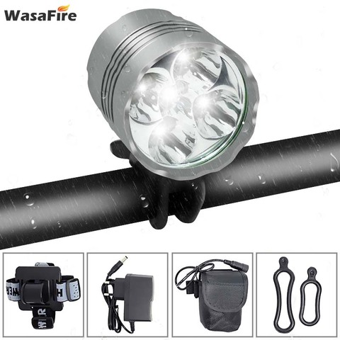 WasaFire-Faro con luz led T6 para bicicleta, foco, linterna con paquete de batería 18650 + cargador, farol, 7000 lúmenes, 5x ► Foto 1/6