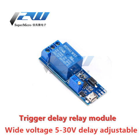 Relé de retardo ajustable, módulo de Control de temporizador, interruptor de retardo, Micro USB, 5V-30V ► Foto 1/3