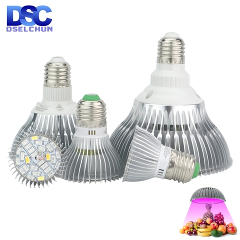 Luz LED de cultivo E27 de espectro completo, 18W, 28W, 30W, 50W, 80W, para planta hidropónica, AC85-265V, lámpara de cultivo de 110V, 220V ► Foto 1/6