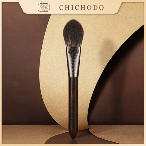 CHICHODO-brocha de maquillaje para el pelo de animales de ébano tallado de lujo, Serie de pelo de zorro, Gris, Rata y cabra, cepillo para rubor, belleza, hacer up-F106, 2022 ► Foto 1/6